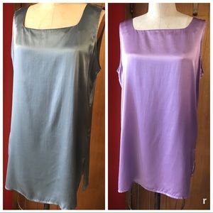 2 Silk Lore Tanks, Blue and Lilac Used Sz L Nice